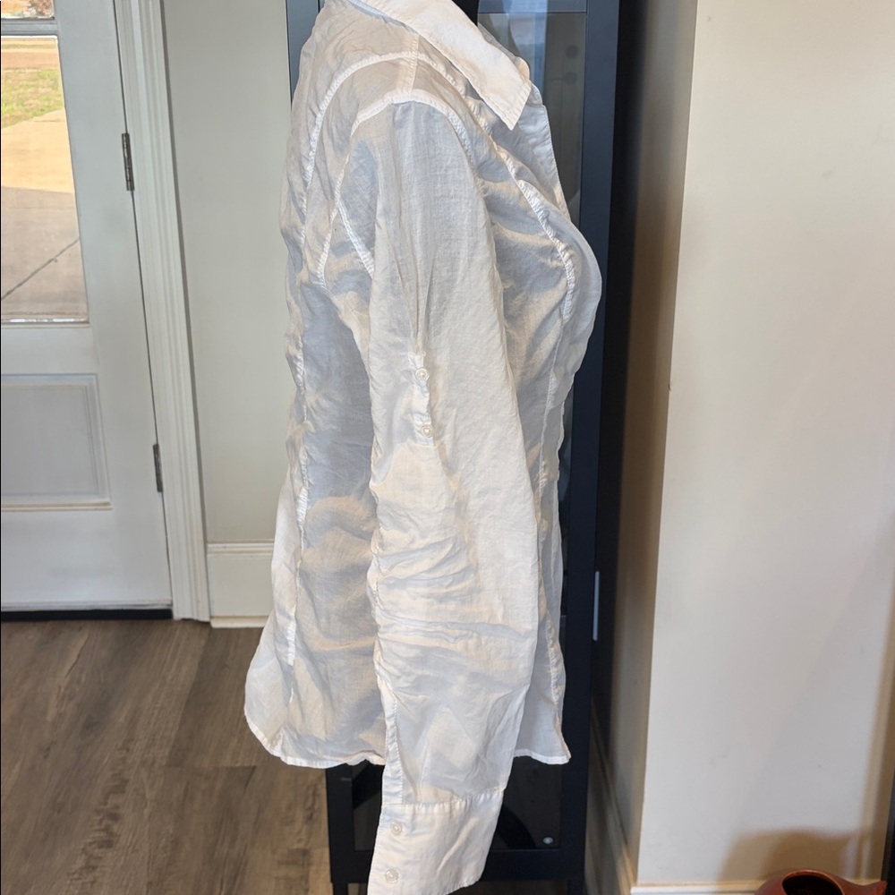 Women's Express White Button-Up Shirt - Picture 4 of 5